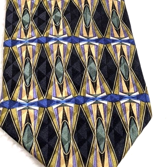 Vintage Men's Cambridge Classic 100% Silk Tie Geometric Motif - Picture 11 of 13